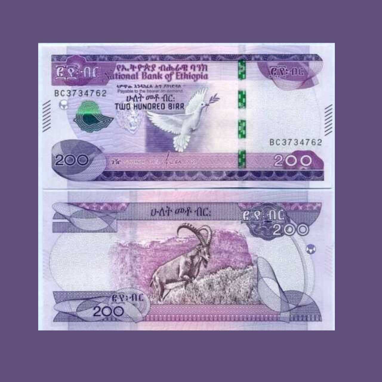 Ethiopia PW58 200 Birr 2012 2020 Redesigned New Series UNC 